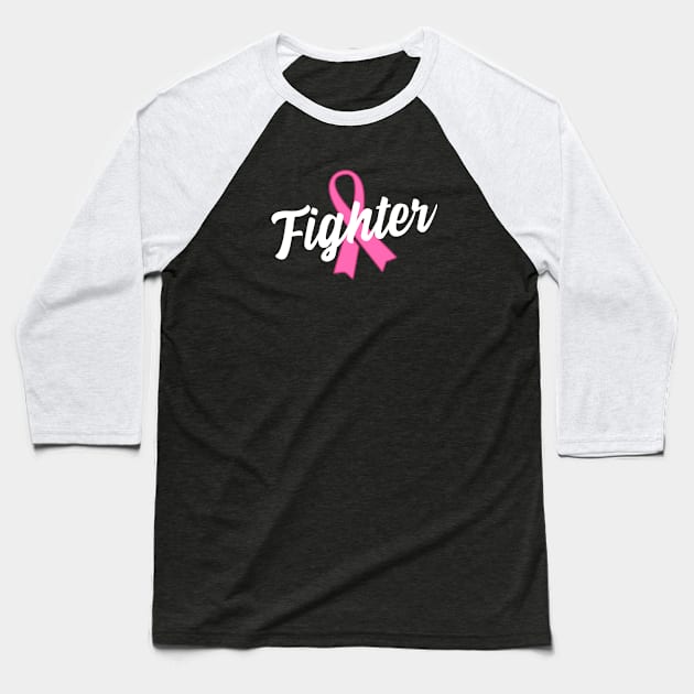 Breast Cancer Fighter Pink Ribbon Baseball T-Shirt by jpmariano